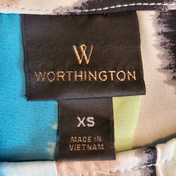 WORTHINGTON Womens Size XS Sleeveless Blouse, White w/ Colorful Stripes, EUC - Picture 10 of 10